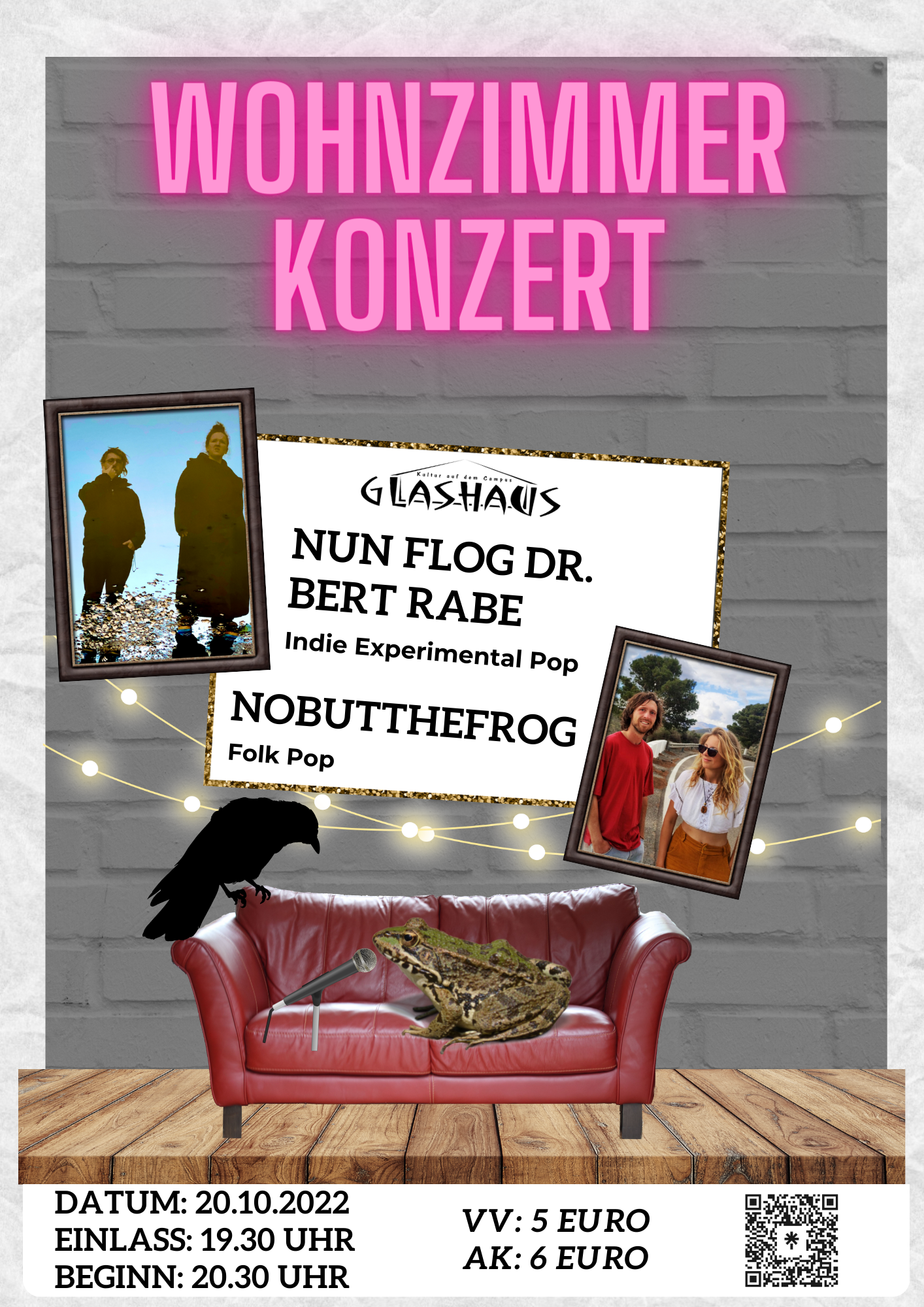 Wohnzimmerkonzert mit Nobutthefrog & Nun flog Dr. Bert Rabe - Glashaus e.V.